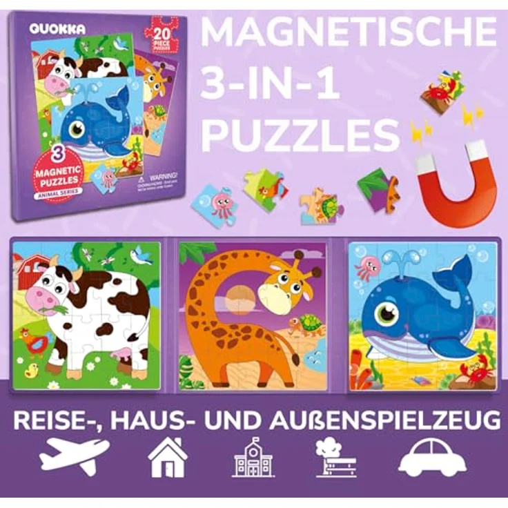 QUOKKA Magnetspiel, 20-teiliges Lernpuzzle für Kinder ab 2 Jahren, Reiseaktivität für Kleinkinder, fördert motorische Fähigkeiten und logisches Denken – Bild 2