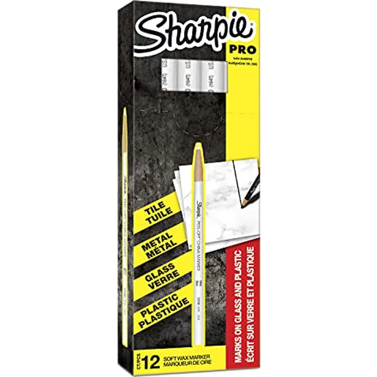 Sharpie Peel-Off-Porzellanmarker | feine Spitze | Weiß | Schreibt auf Glas, Porzellan und Plastik | 12 Stück Wachsmarker