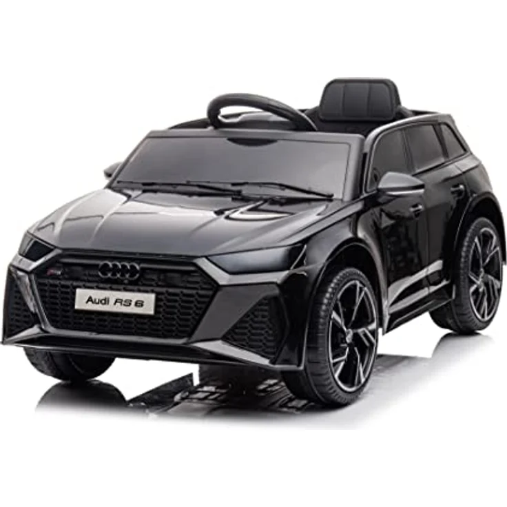 FINOOS Kinder Elektroauto A.U.D.I RS6 12V Original Lizenz Kinderauto Kinderfahrzeug - 2,4 Ghz Rc Fernbedienung (Schwarz) - Elektroauto für Kinder mit 2 x 30-W-Motor und Audioschnittstellen – Bild 1