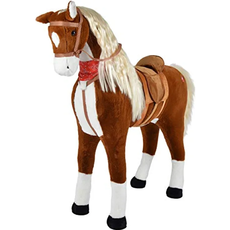 Pink Papaya Giant XXL Kinder Spielpferd zum Reiten ELSA 125 cm | Plüschpferd | Fast lebensgroßes Pferd zum Reiten für Kinder | Stehpferd bis 100kg belastbar mit Sounds - Preisvergleich