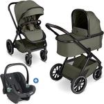 circle by ABC Design circle 3in1 Kinderwagen-Set S Three, inkl. Babywanne, Sportsitz, Babyschale Tulip Black & Adapter - Wheat, mit ergonomischer CozyCloud-Matratze und Gratis Mobilitätsgarantie