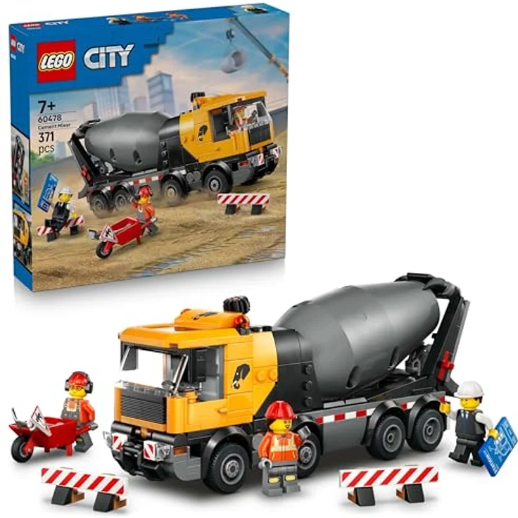 LEGO City Betonmischer Set 60478, Spielzeug mit drehbarer Trommel, 3 Minifiguren und Ausgießfunktion, für Kinder ab 7 Jahren – Bild 1
