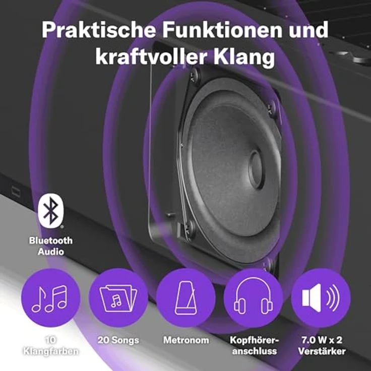 Yamaha E-Piano P-145BT, tragbares Klavier mit 88 Tasten, GHC-Tastatur, Bluetooth Audio, Schwarz – Bild 5