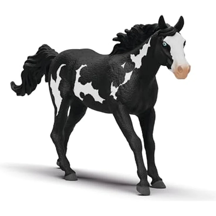 Schleich Paint Horse Wallach, robustes Pferd mit geschecktem Fell, schwarz, 17,3 x 3,8 x 9,9 cm, Horse Club – Bild 1