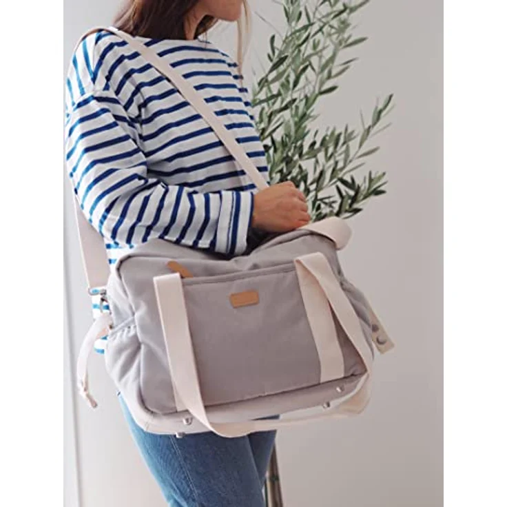 BÉABA, Wickeltasche für Babys, Mehrere Fächer, 10 Taschen, Reißverschluss Trolley-Koffer, Schultergurt, Isotherm-Tasche, Wickelunterlage, Wasserabweisend, Inhalt 16L, Tasche Paris, Grau – Bild 5