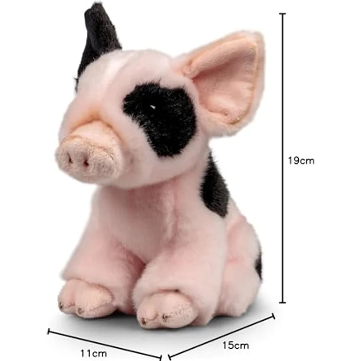 One for Fun Plüsch-Schwein Piggy, hochwertiges Kuscheltier mit realistischen Details und Miniaturbuch über das Tier – Bild 7