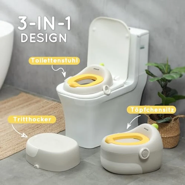 AIYAPLAY 3-in-1 Kindertopf, abnehmbar Kindertöpfchen mit Griffen, bis 50 kg belastbar, Kunststoff/Kunstleder, Grau – Bild 3