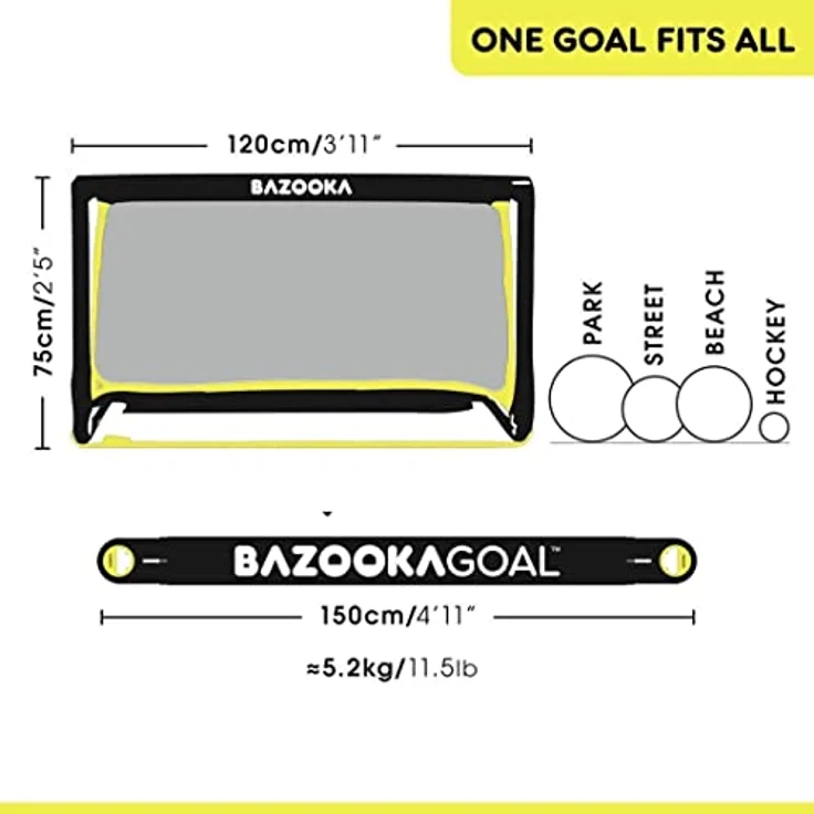 BazookaGoal Originalgetreues Fußballtor für Kinder | Pop-up Design | Verstärkter Rahmen | 1,20 x 0,75 m – Bild 4