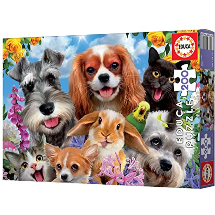 Educa Puzzle 200 Teile, Selfie-Haustierparade, ab 6 Jahren, FSC-zertifiziert, inklusive Puzzle-Kleber, gelegte Größe 40 x 28 cm – Bild 4