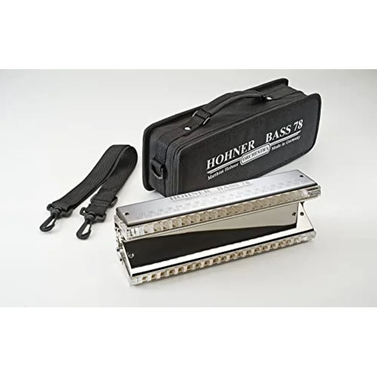 Hohner Mundharmonika Orchester Bass 78 E - c2, 78 Stimmzungen, Messing-Stimmplatten, agryl-transparent, handmade in Germany – Bild 2