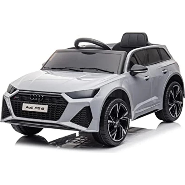 FINOOS Kinder Elektroauto AUDI RS6, 2x 12V Motoren, Fernbedienung, USB, SD, Aux, Mp3, Grau – Bild 1