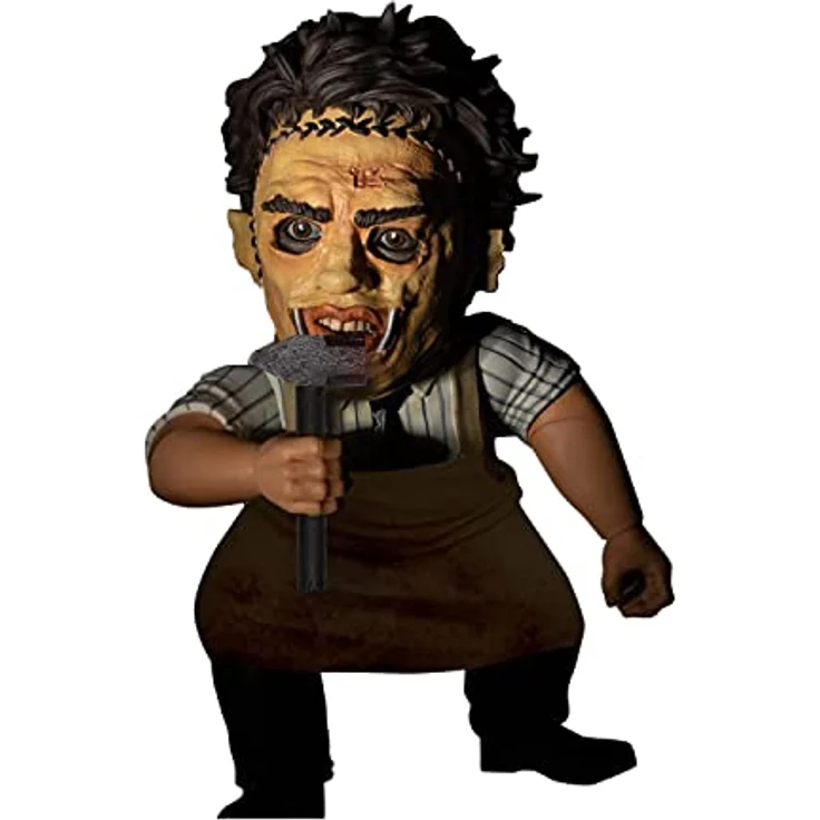 Mezco Toys MDS Leatherface, 15 cm Sammelfigur aus "Texas Chainsaw Massacre", mit Kettensäge und Hammer, Golden – Bild 3