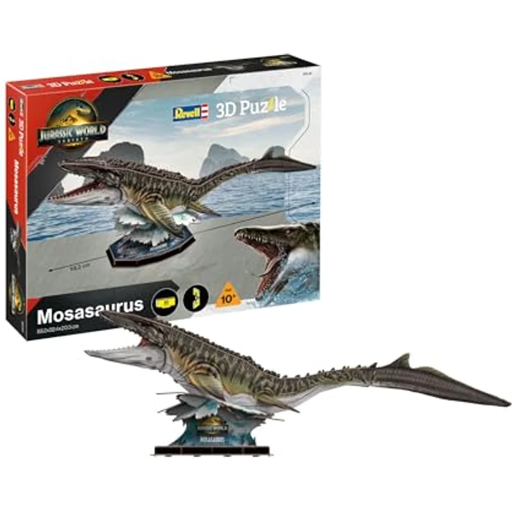 Revell® 3D-Puzzle Jurassic World Rebirth Mosasaurus, 83 Puzzleteile mit Dioramaplatte – Bild 1