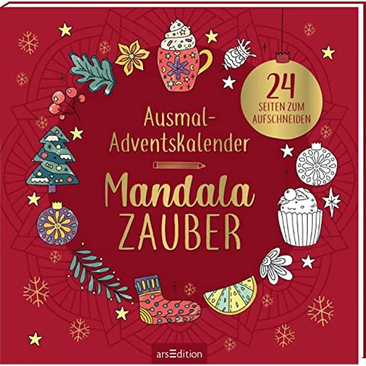 Ars Edition Adventskalender Ausmal-Adventskalender – Mandala-Zauber mit 24 verschiedenen Motiven für kreative Beschäftigung zur Entspannung