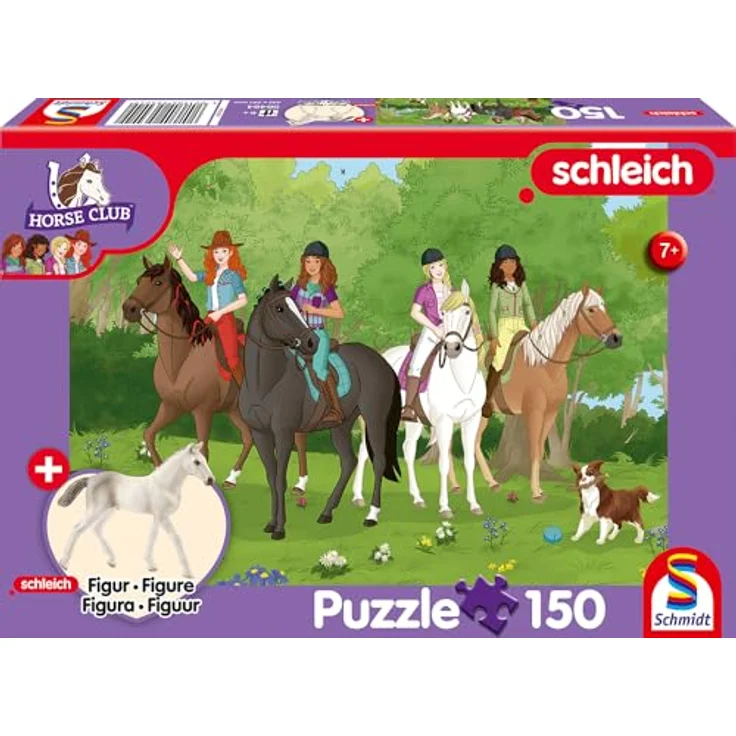 Schmidt Spiele Horse Club 56464, Kinderpuzzle "Ausritt ins Grüne", 150 Teile mit Holstein Fohlen Figur, 43,2 x 29,1 cm – Bild 4
