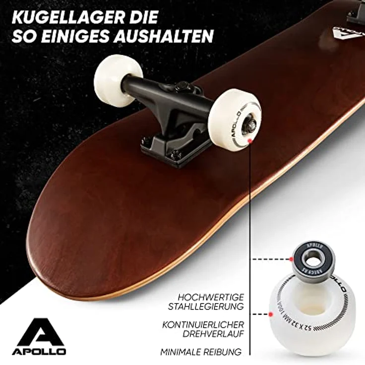 Apollo Skateboard | 7-lagiges Popsicle Deck, trendig, ABEC-7 Kugellager | Top Fahreigenschaften bei jedem Style – Bild 2