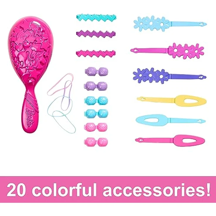 Barbie Deluxe Styling-Kopf, blonde Anziehpuppe mit 19 Accessoires und Haarbürste, HMD88 – Bild 4