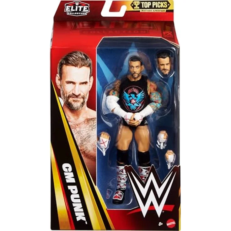 Mattel WWE Elite Collection Top Picks CM Punk Actionfigur, 15 cm mit 25 Bewegungspunkten und austauschbaren Händen, Wrestling 8+ – Bild 2