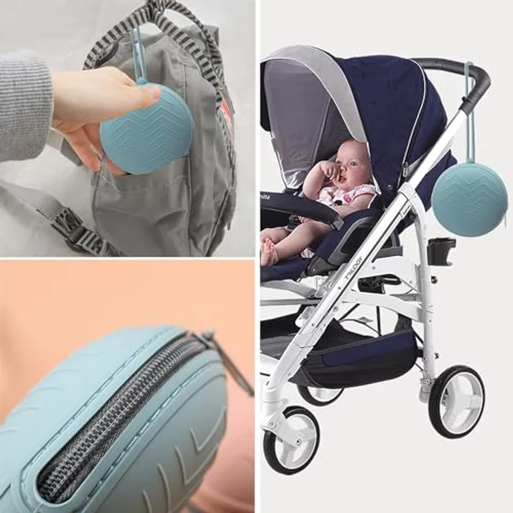 SHUBEIEUMI Schnullerbox Silikon, BPA-frei, tragbare Schnullertasche mit großem Fassungsvermögen (Blau) – Bild 5