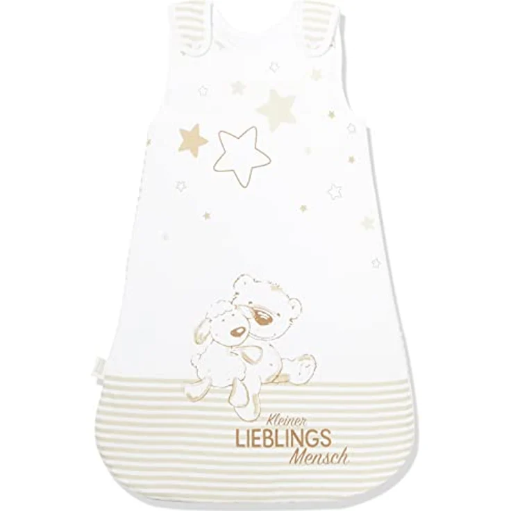 Herding Baby Best Baby-Schlafsack, Kleiner Lieblingsmensch Motiv, 70 cm, Seitlich umlaufender Reißverschluss und Druckknöpfe, Weiß – Bild 1