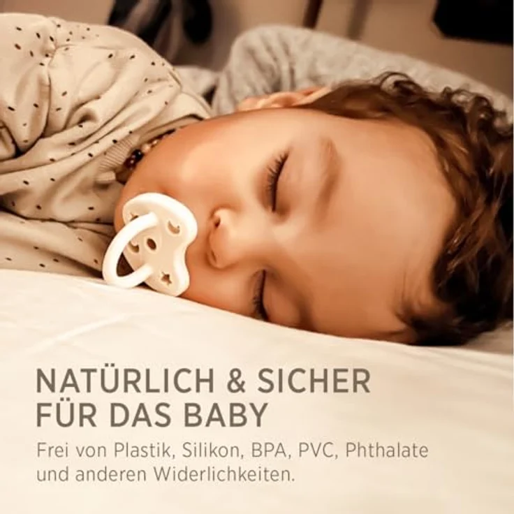 HEVEA Naturkautschuk Schnuller kiefergerecht, 3-36 Monate - hygienisches einteiliges Design, BPA-frei, weich & langlebig - 2er Pack (Puderrosa & Kirschrot) – Bild 4