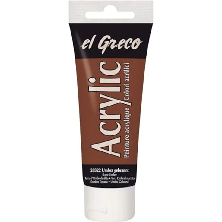 KREUL El Greco Acrylic, hochpigmentierte Acrylfarbe in umbra gebrannt, 75 ml Tube, buttrig vermalbar für pastose Malerei – Bild 1