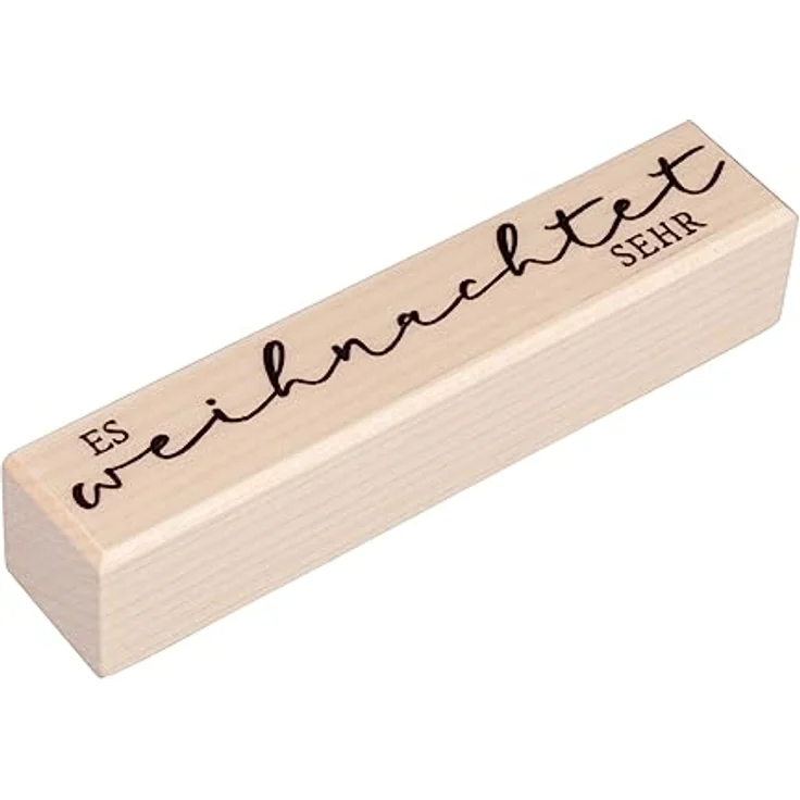 Rayher Stempel Holz "Es weihnachtet sehr", 2 x 10 cm, Gummi Motivstempel für Weihnachtskarten und Geschenke, härtet nicht aus, langlebig – Bild 1