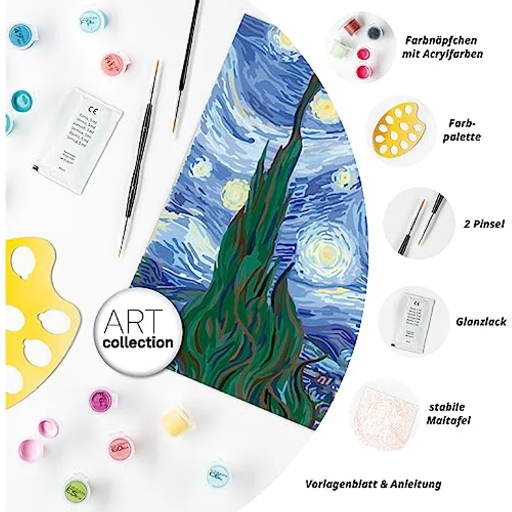 Ravensburger CreArt - Malen nach Zahlen 23518 ART Collection: Starry Night (Van Gogh) ab 14 Jahren – Bild 5