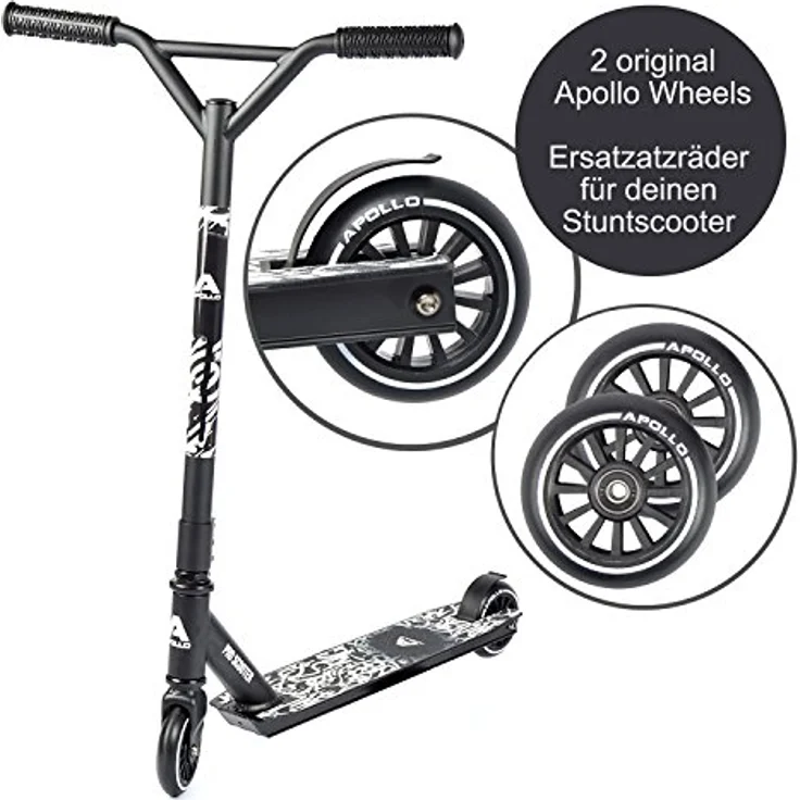 Apollo Stuntscooter Ersatzräderset Pro Wheels - ABEC9 Kugellager, 100mm, High Rebound PU, 2er Set – Bild 6