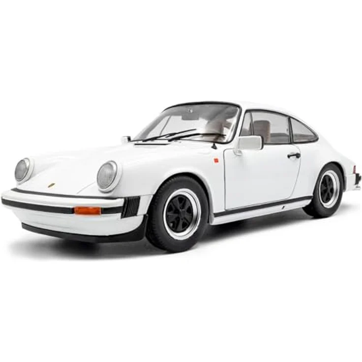 Solido Porsche 911 (930) 3.0 SC, Diecast Modellauto im Maßstab 1:18, Weiß mit schwarzen Stoßfängern und braunem Interieur – Bild 2