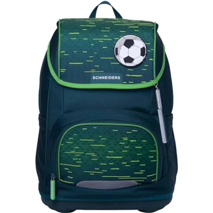 Schneiders Ergoplus 2in1 Schulranzen Set, 7-teilig, 22L, mit verbesserten Tragekomfort und Sicherheitsfunktionen, Soccer Star tannengrün – Bild 2