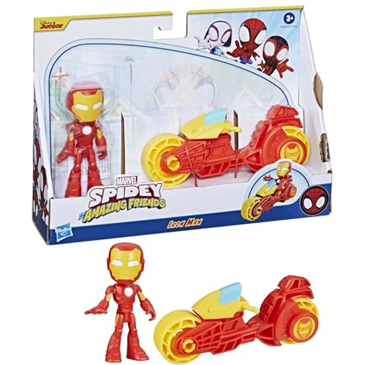 Hasbro Actionfigur Marvel Spidey and His Amazing Friends, Iron Man & Motorrad, Superhelden-Spielset mit Iron Man Figur und Motorrad – Bild 2