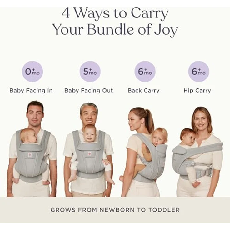 Ergobaby Omni Deluxe Mesh Babytrage, ergonomische Trageweise in Soft Olive, geeignet ab der Geburt bis 20,4 kg, optimale Luftzirkulation – Bild 5