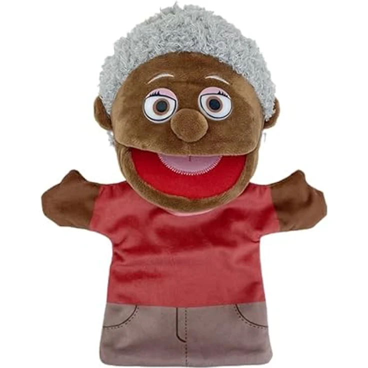 LOMTRATS Familie Handpuppen für Kinder, 6-teilig mit beweglichem Mund für Storytelling und Unterricht, ca. 30 cm, aus weichem, plüschigem Material – Bild 2