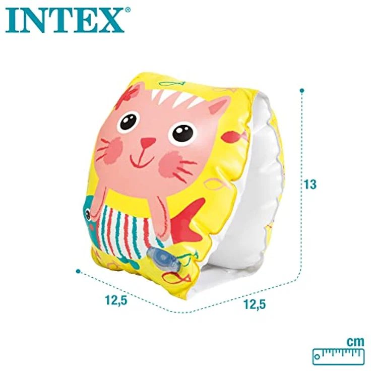 Intex Schwimmhilfe 2 Schwimmhilfen Happy Kitten Arm Bands 20cm x 15cm 3-6 Jahre 56665EU, Schwimmflügel für Kinder, buntes Design mit Kätzchen – Bild 5