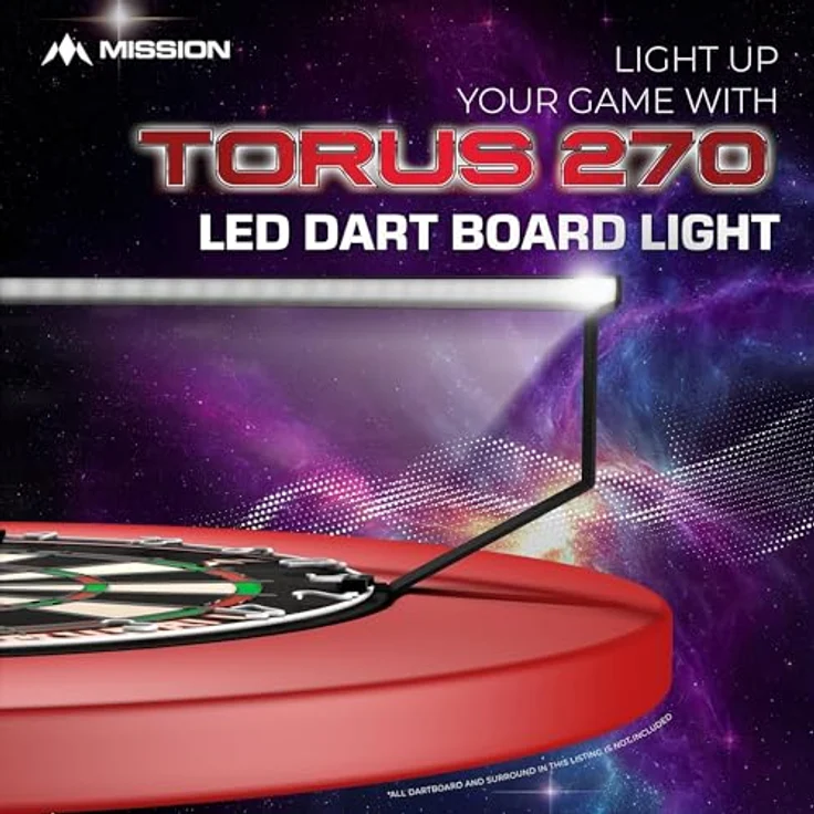 Mission Darts TOR270 Torus 270 Dartscheibe, LED-Beleuchtungssystem in sandgestrahltem Schwarz, 270-Grad-Zugangsdesign für uneingeschränktes Spielen – Bild 2