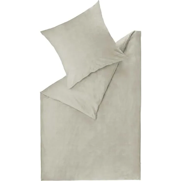 Esprit Home NEU! Premium Bettwäsche 155 x 220 cm Baumwolle 2teilig - Grau - inkl. einem Kopfkissenbezug 80x80cm - Sportlicher UNI Look mit ESPRIT Logostickerei