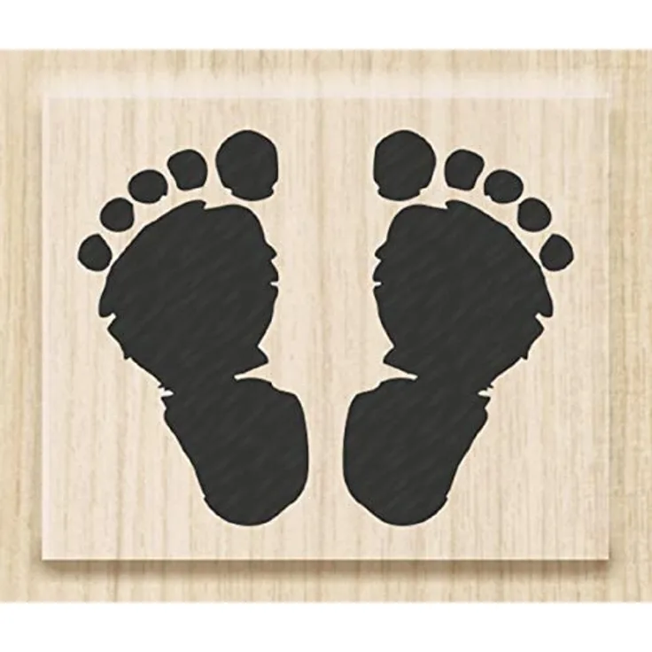 Knorr Prandell 211801205 Stempel aus Holz (Geburt) Motivgröße 3,5 x 2,8 cm, Motiv: footsteps in Buche, matt lackiert mit detailgenauen Stempelergebnissen