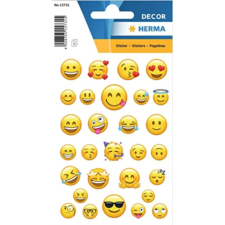 HERMA Sticker DECOR Love, Emoji-Sticker mit 29 ablösbaren Motiven auf Papier für Dekoration und Sammeln – Bild 1