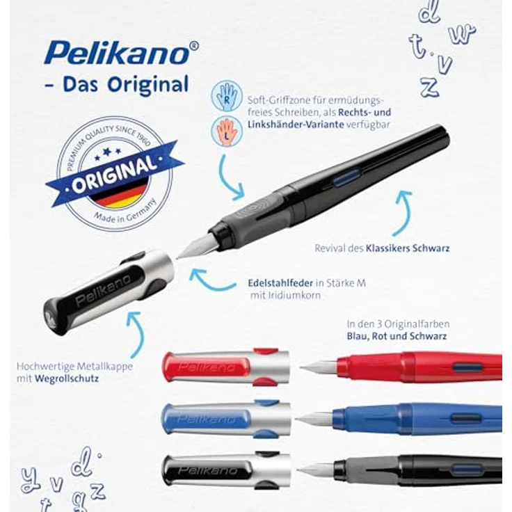 Pelikan Füller Pelikano P 480 Original, Für Rechtshänder, blau, rot, schwarz – Bild 7
