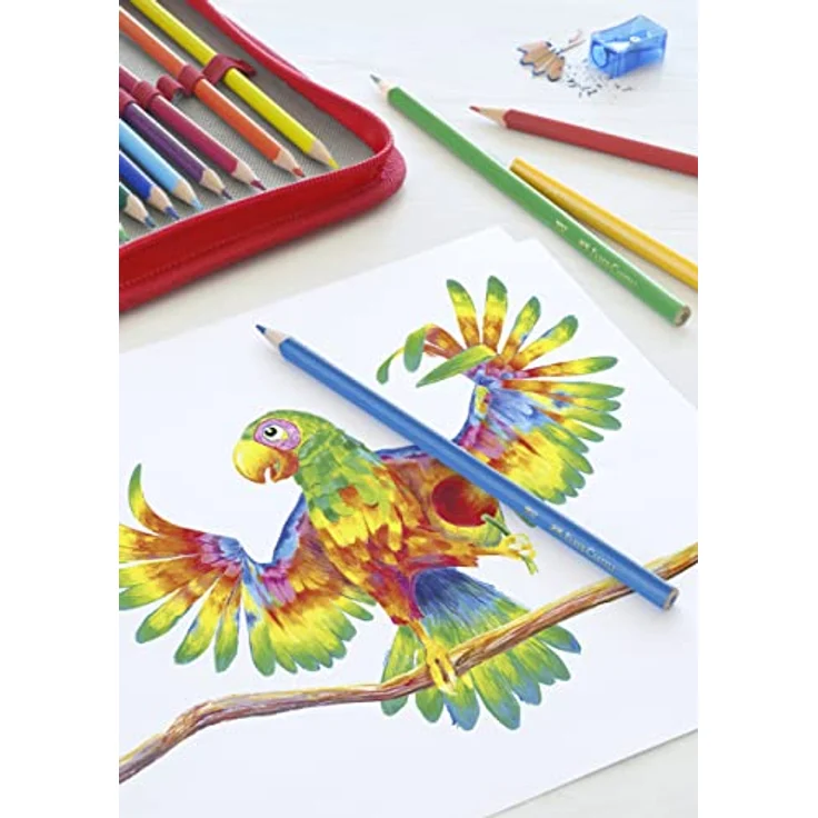 Faber-Castell 201597 Colour Grip Buntstifte Set, 24-teilig, ergonomische Dreikantform, inklusive 18 Buntstiften und 2 Bleistiften, für Kinder und Erwachsene – Bild 3