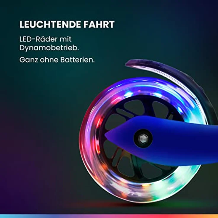 fun pro Two Roller Kinder 6 Jahre, LED Räder Tretroller, Faltbar, bis 80KG, Premium Scooter Hamburg, erweiterte Garantie – Bild 3