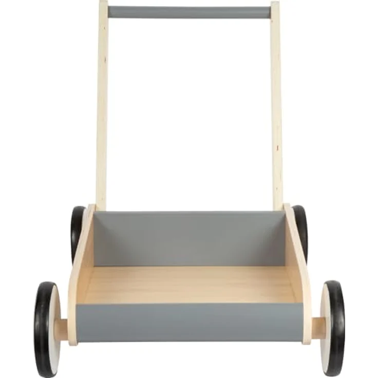 Small Foot Lauflernwagen Schiefergrau, robuster Schiebewagen aus Holz mit großer Ladefläche, ab 12 Monaten, 12550 – Bild 2