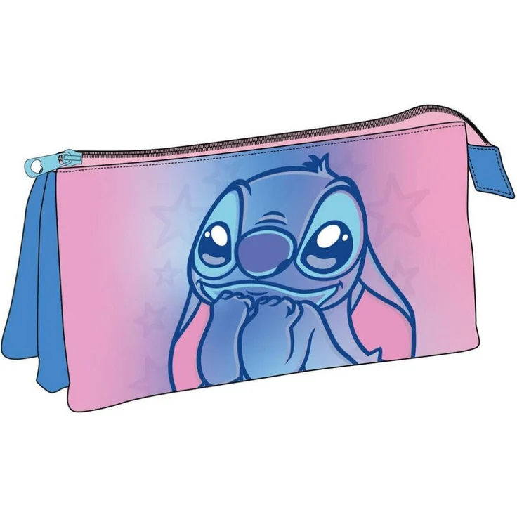 Artesanía Federmäppchen Disney Stitch, Etui mit drei Fächern, 100% Polyester, 22,5 x 11,5 x 2 cm