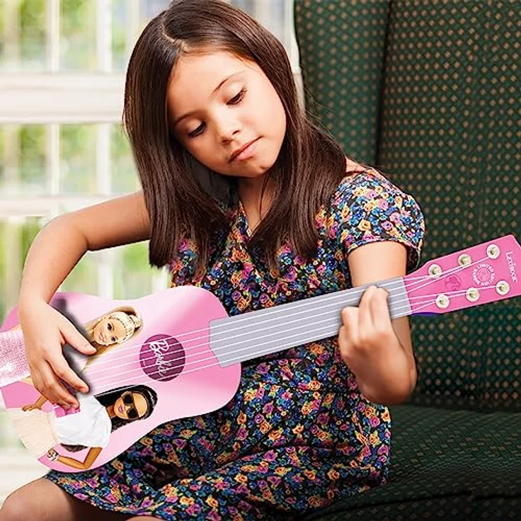 Lexibook Barbie, Meine erste Gitarre für Kinder, 6 Nylonsaiten, 53 cm, Anleitung inklusive, Rosa, K200BB – Bild 5