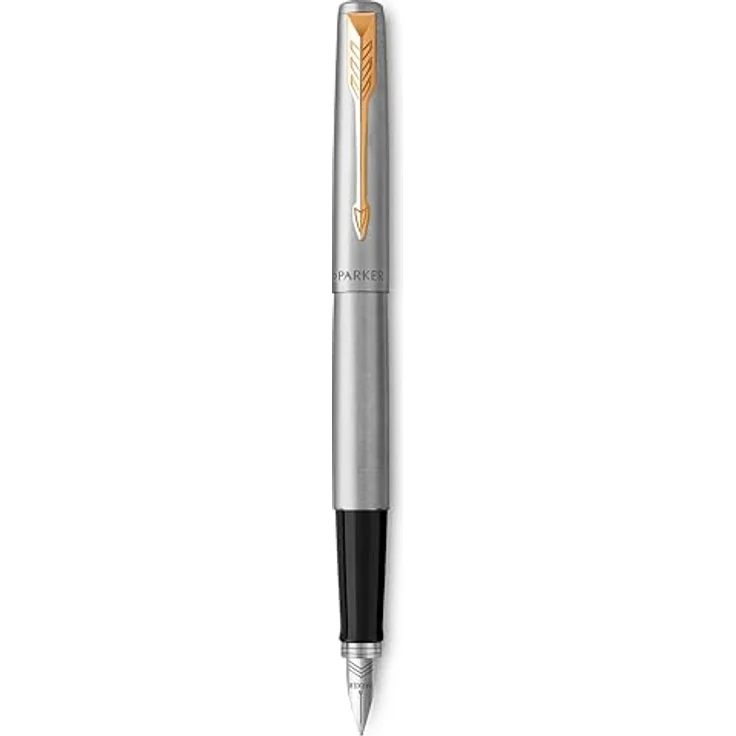 Parker Pen JOTTER Edelstahl G.C., Kugelschreiber mit goldfarbenem Clip, mittlere Strichstärke, blaue Schreibfarbe – Bild 8