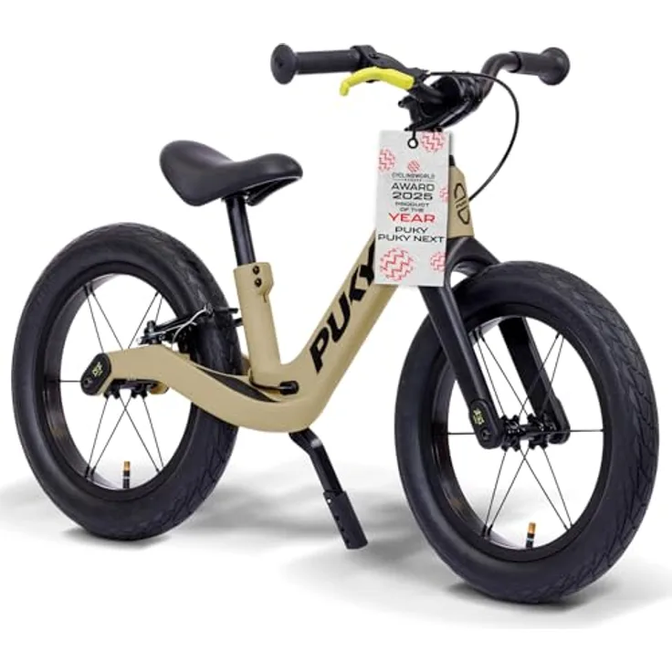 PUKY Next 14" Laufrad Sand/Black, höhenverstellbar für Kinder 2–6 Jahre, mit Bremse, Sicherheitslenkergriffen und FlipChip-Technologie für 12-Zoll Räder