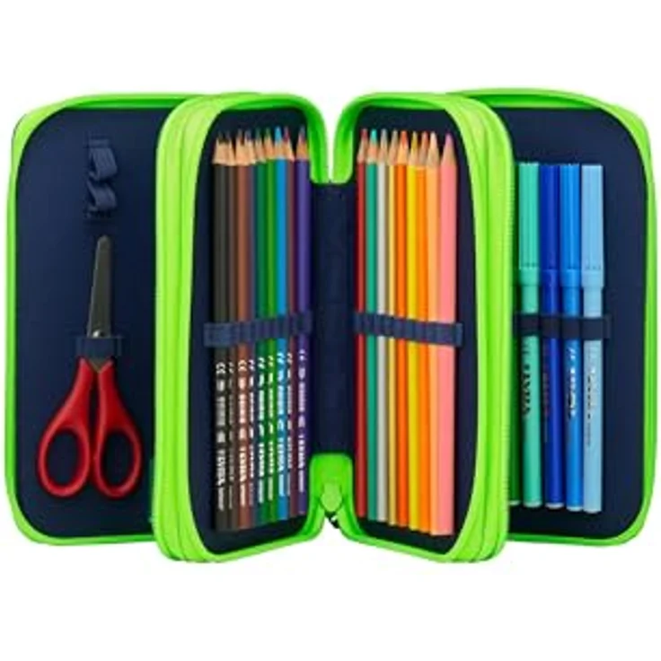 ergobag Maxi Mäppchen Set 40-Teilig, mit Lyra Bunt- und Filzstiften, Kleingeldfach, Lineal und Schere, Bärtastisch - Grün – Bild 4