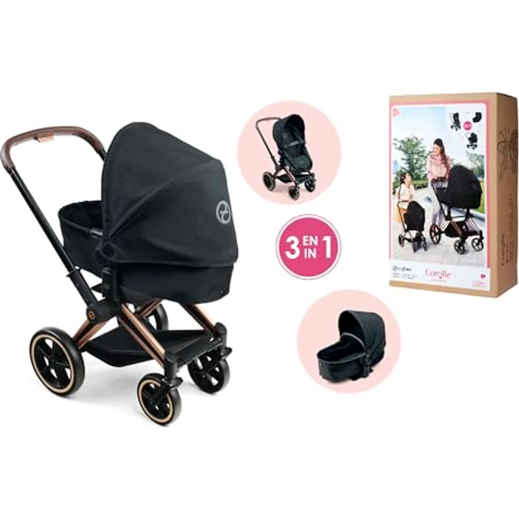 Corolle® Kombi-Puppenwagen Mon Premier Poupon, 3-in-1 Buggy und Tragebett für Puppen von 36-42cm, faltbar mit Verdeck, Cybex Design – Bild 8