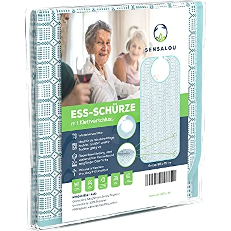 Sensalou Lätzchen für Erwachsene, wasserdichtes Essschutz-Lätzchen in hellblau, 90x45 cm, waschbar – Bild 1